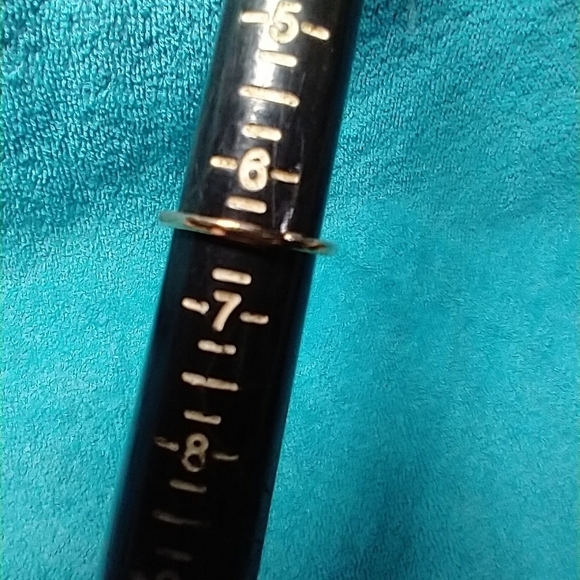 Goldtone pink rose enamel crystal ring adjustable - Picture 2 of 4